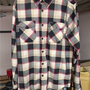 DIXXON only available through Snap-on  Beige and Black Plaid Button Down Shirt